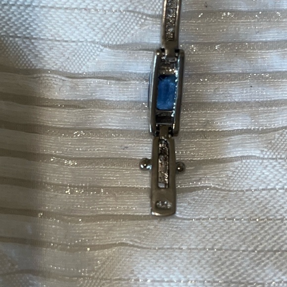 Genuine 925 Sterling Silver and Blue Stone Tennis Bracelet - Picture 7 of 7